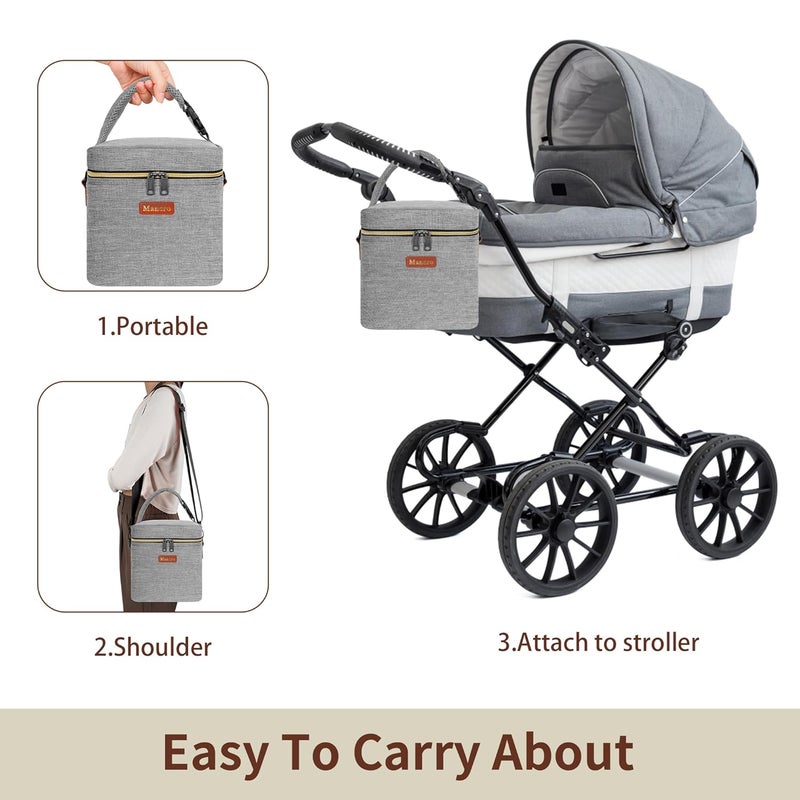 Mancro Insulated Breastmilk Cooler Bag Fits 4 Baby Bottles Up to 9 Ounce，Compact Baby Bottle Travel Bag with Ice Pack for Nursing Mom, Grey - Image 4